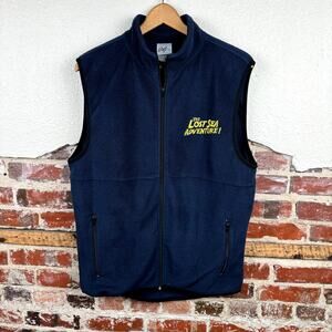 Vintage Lost Sea Jacket Size Large Blue Fleece Zip Up Vest Tourist Attraction